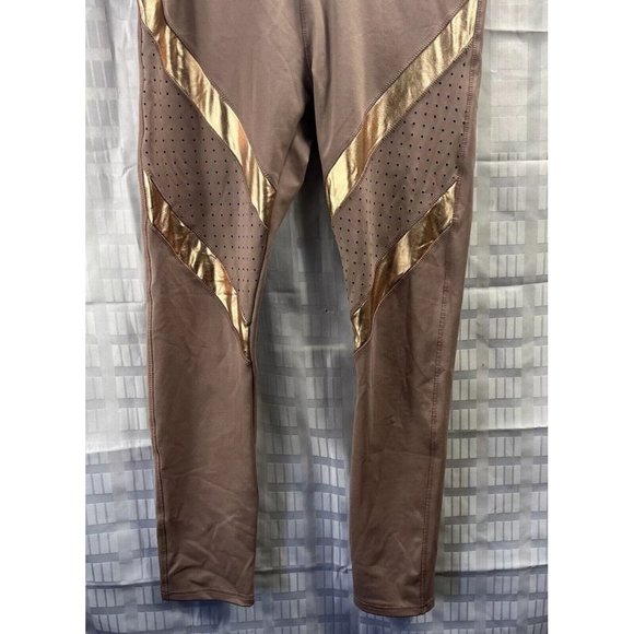 BSP  Antler&Gold Cutout Accent Contrast HighWaist Leggings Women Size XL  Brown - Picture 13 of 16